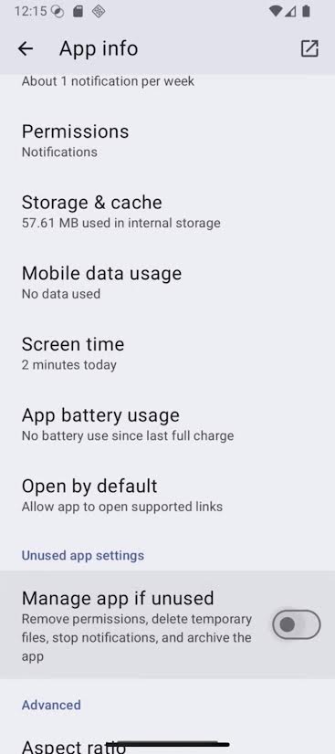 ununsed app settings