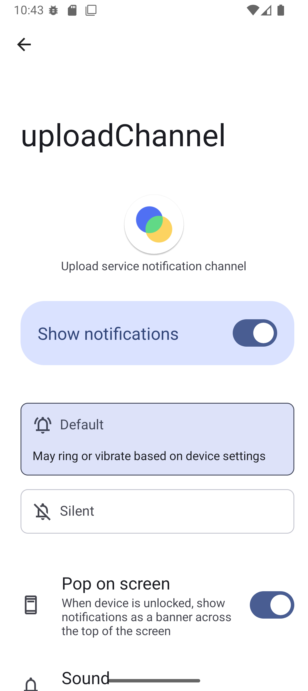 Android uploadchannel settings 
