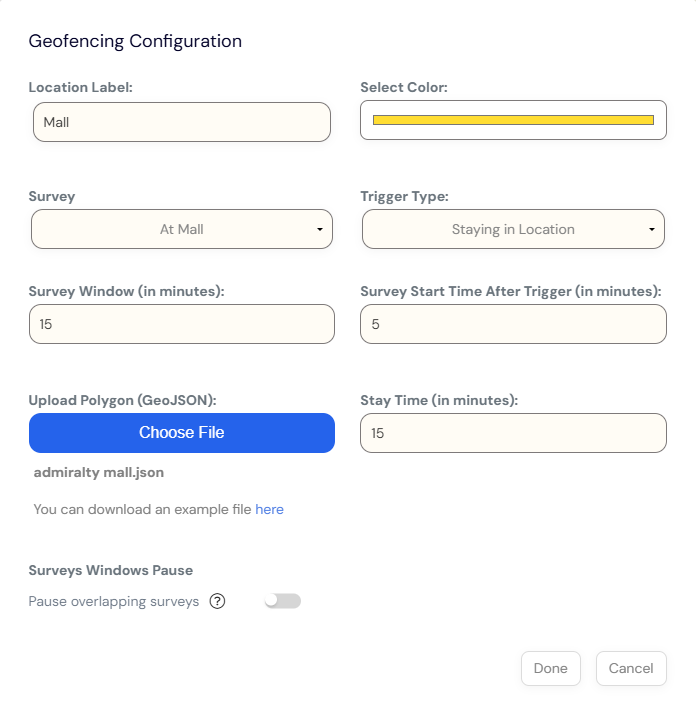 geofencing configuration (stay)