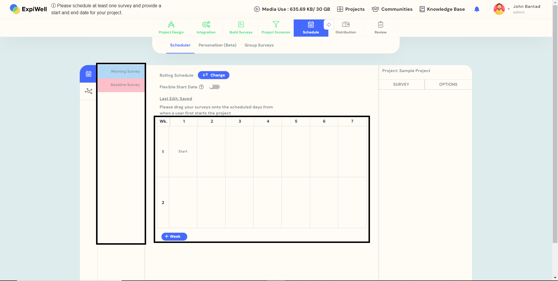 Rolling schedule type