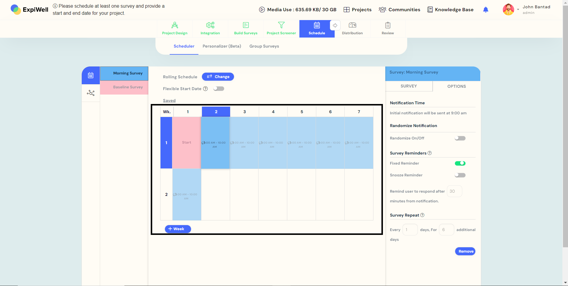 Potential scheduling layout