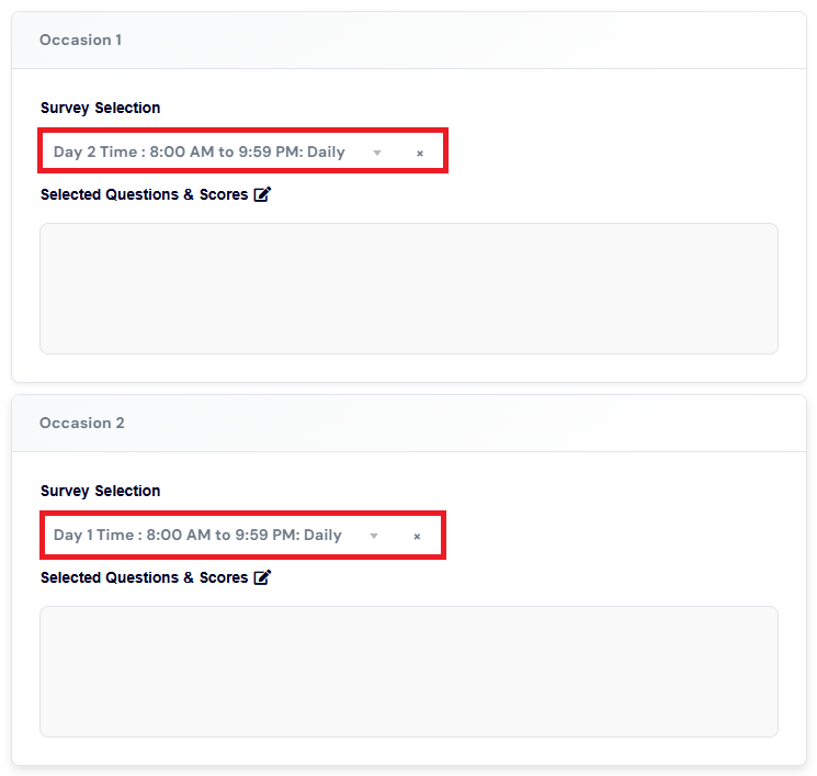 Survey slot selection