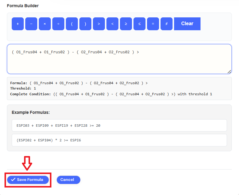 save formula - multiple occasions