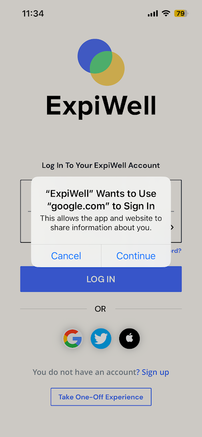 Prompt Message for Google Sign in 