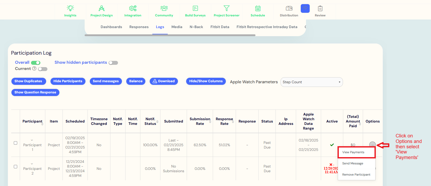 Participant Payments