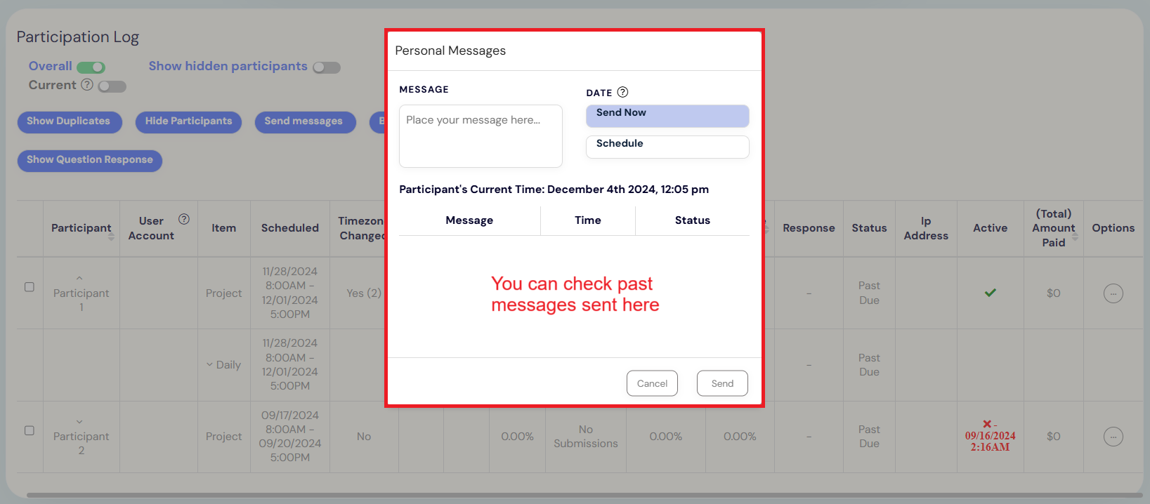 pop-up message