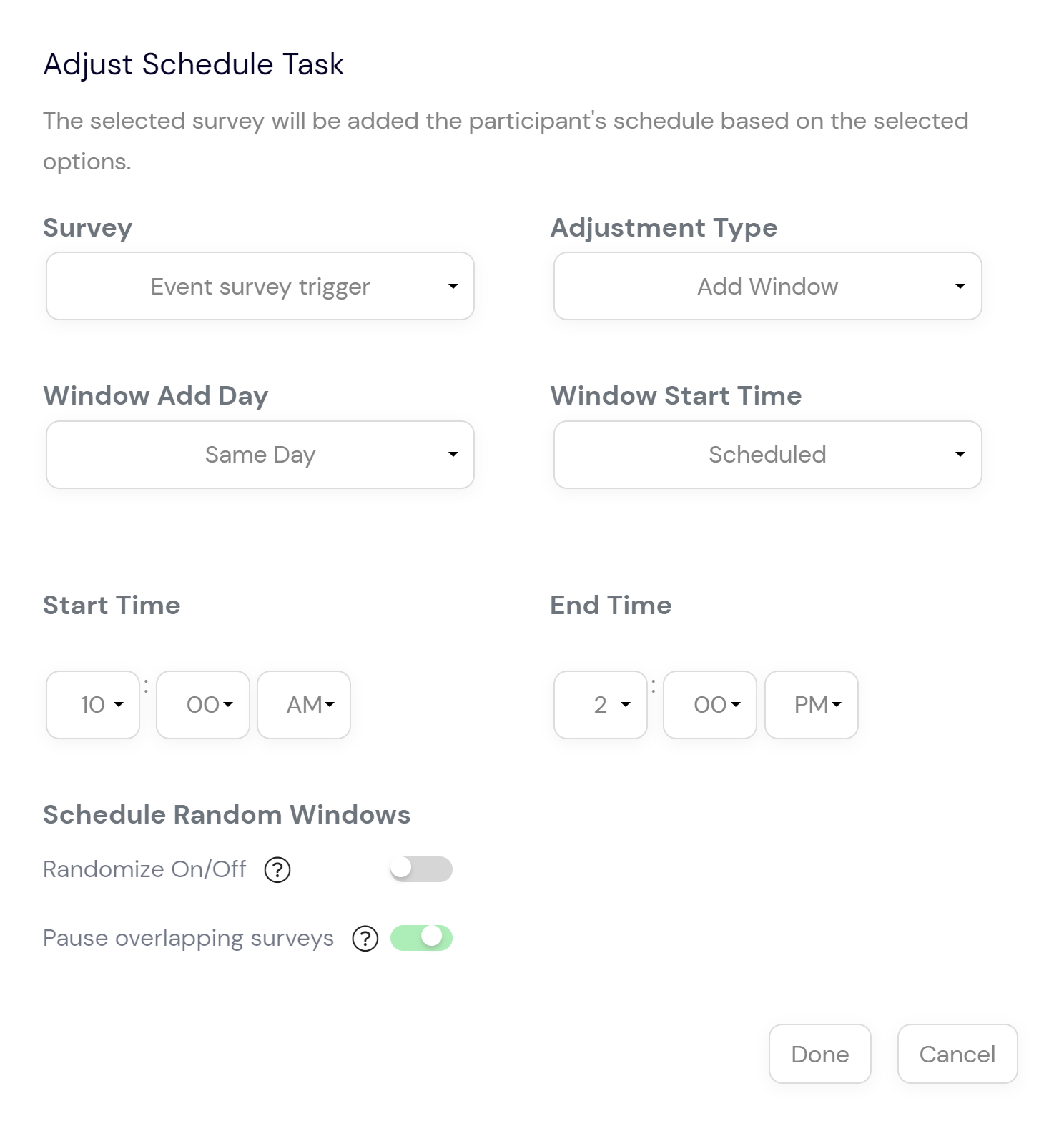 Adjust Schedule Task