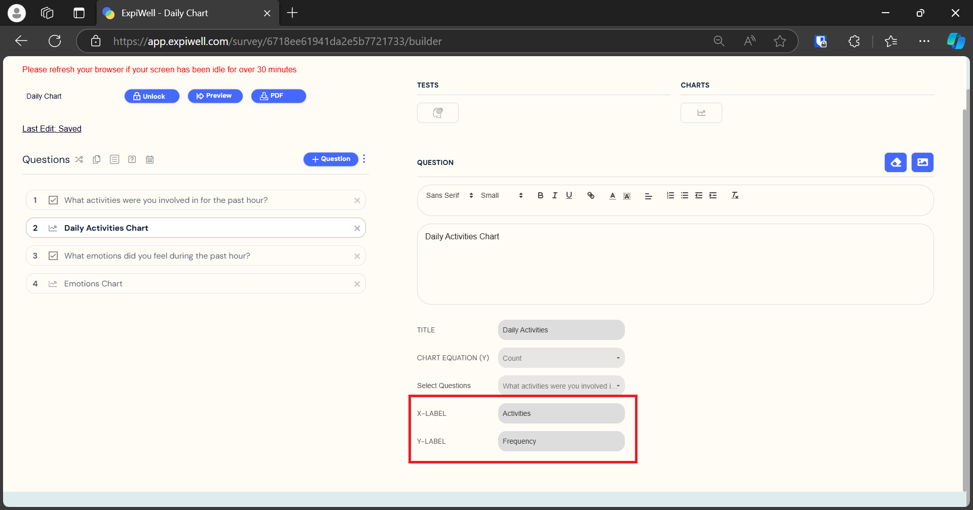 Specify the labels for the X-axis and Y-axis. 