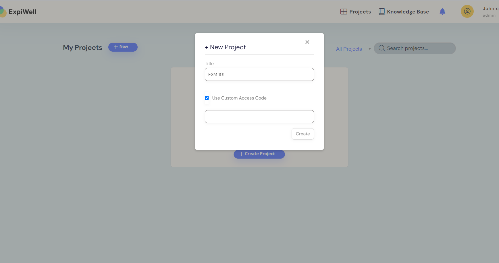 Customizing the project's access code