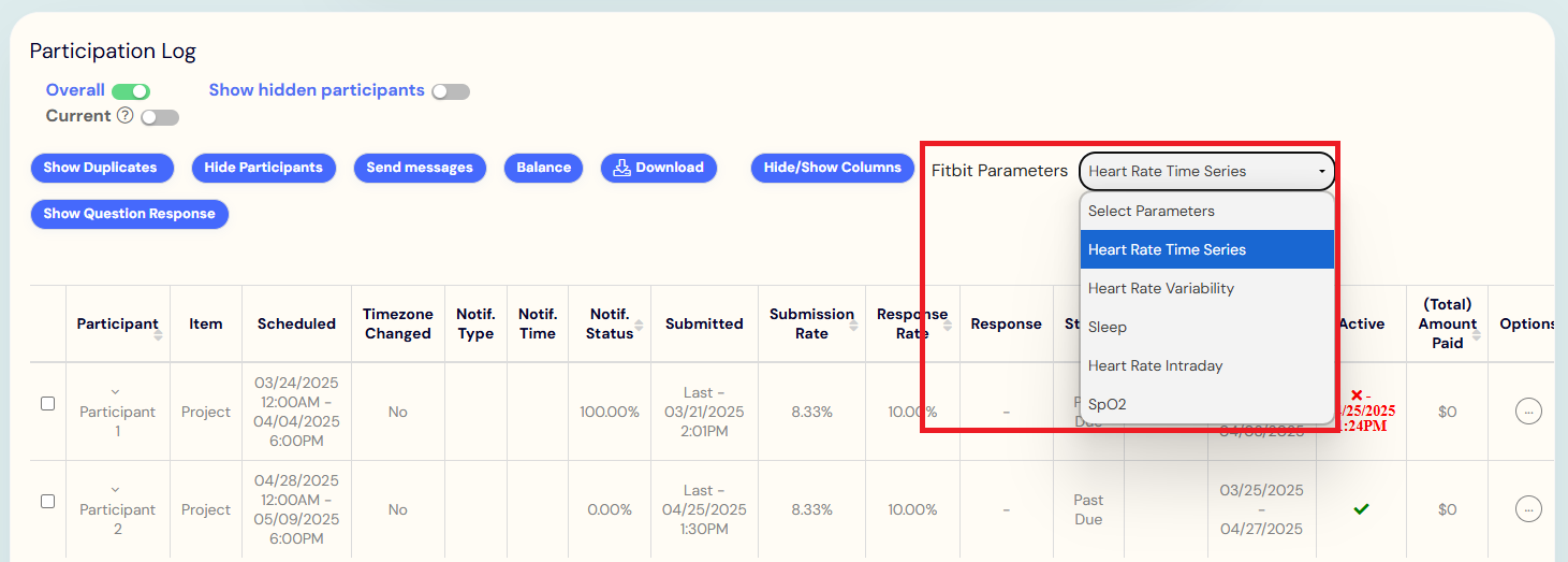 Fitbit Data Range - parameters