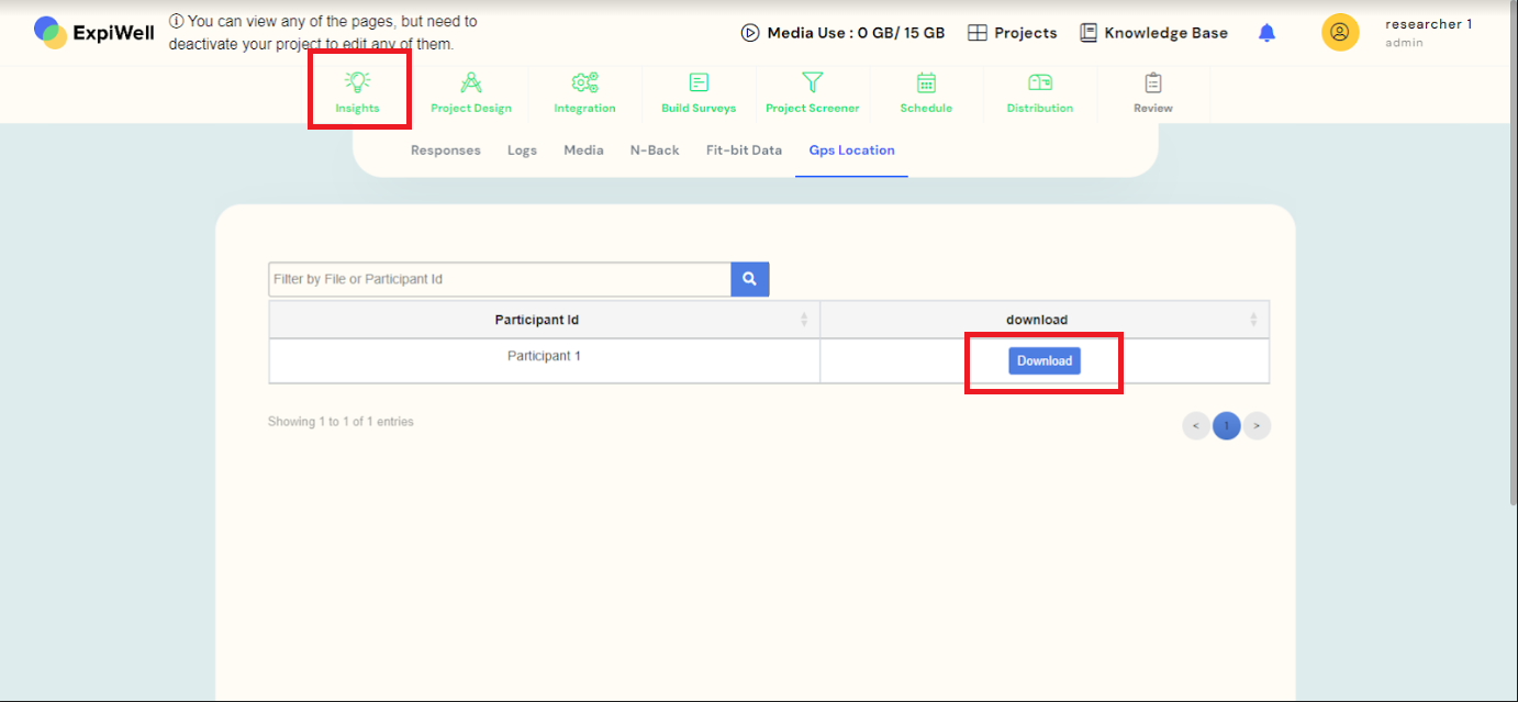 GPS data file from the Insights section. 