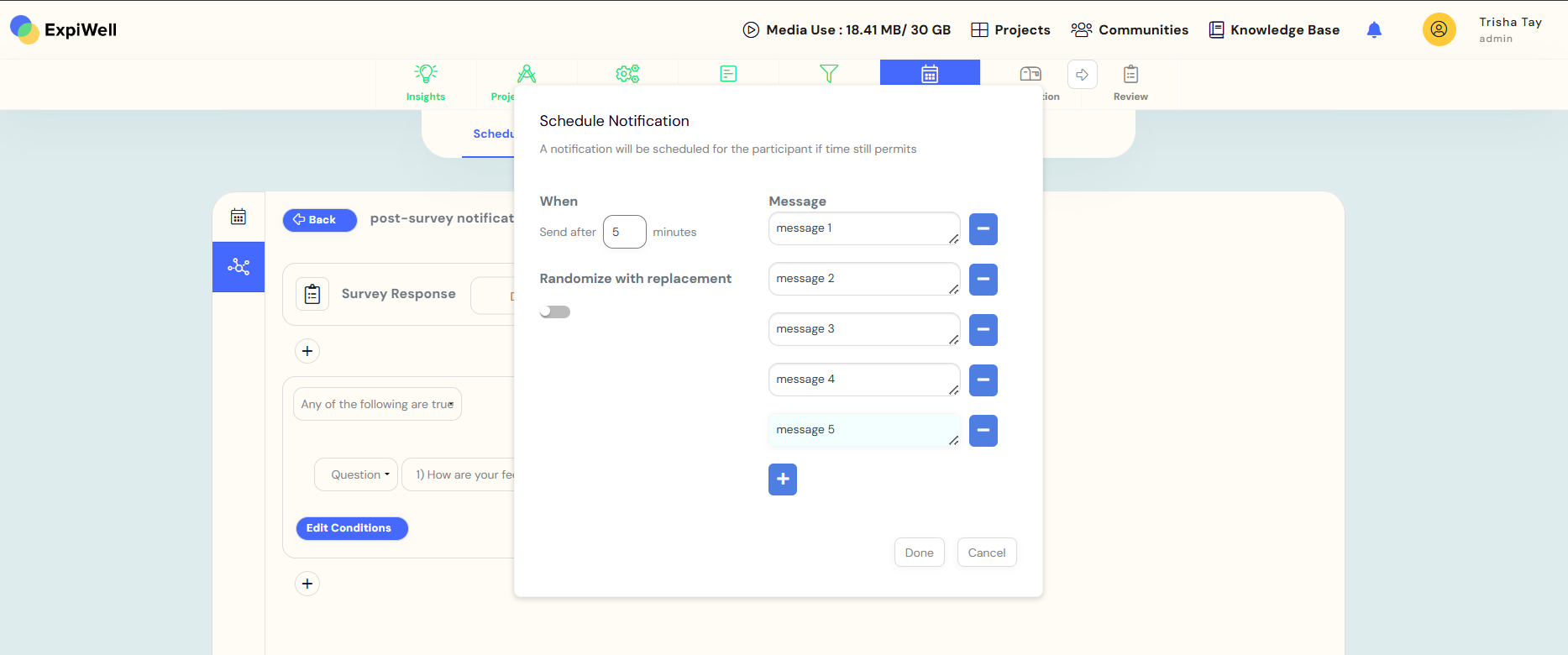 Schedule Notification settings