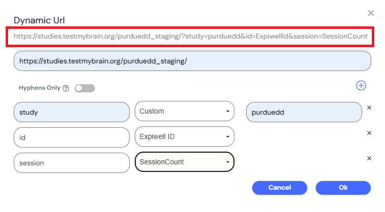 completed dynamic link url