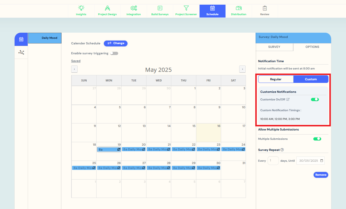 custom notifications (calendar schedule)