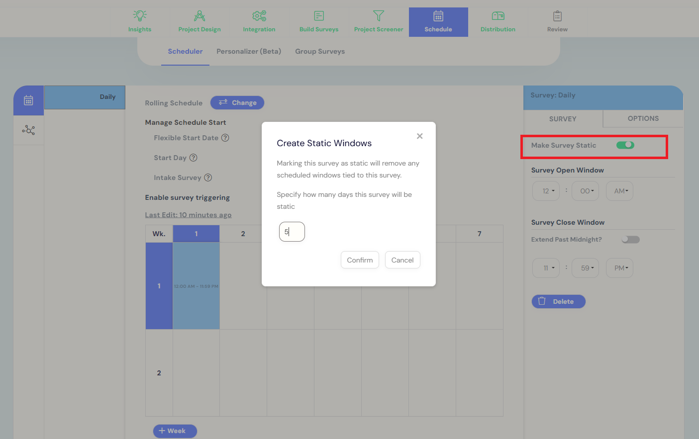 Create Static Windows tab