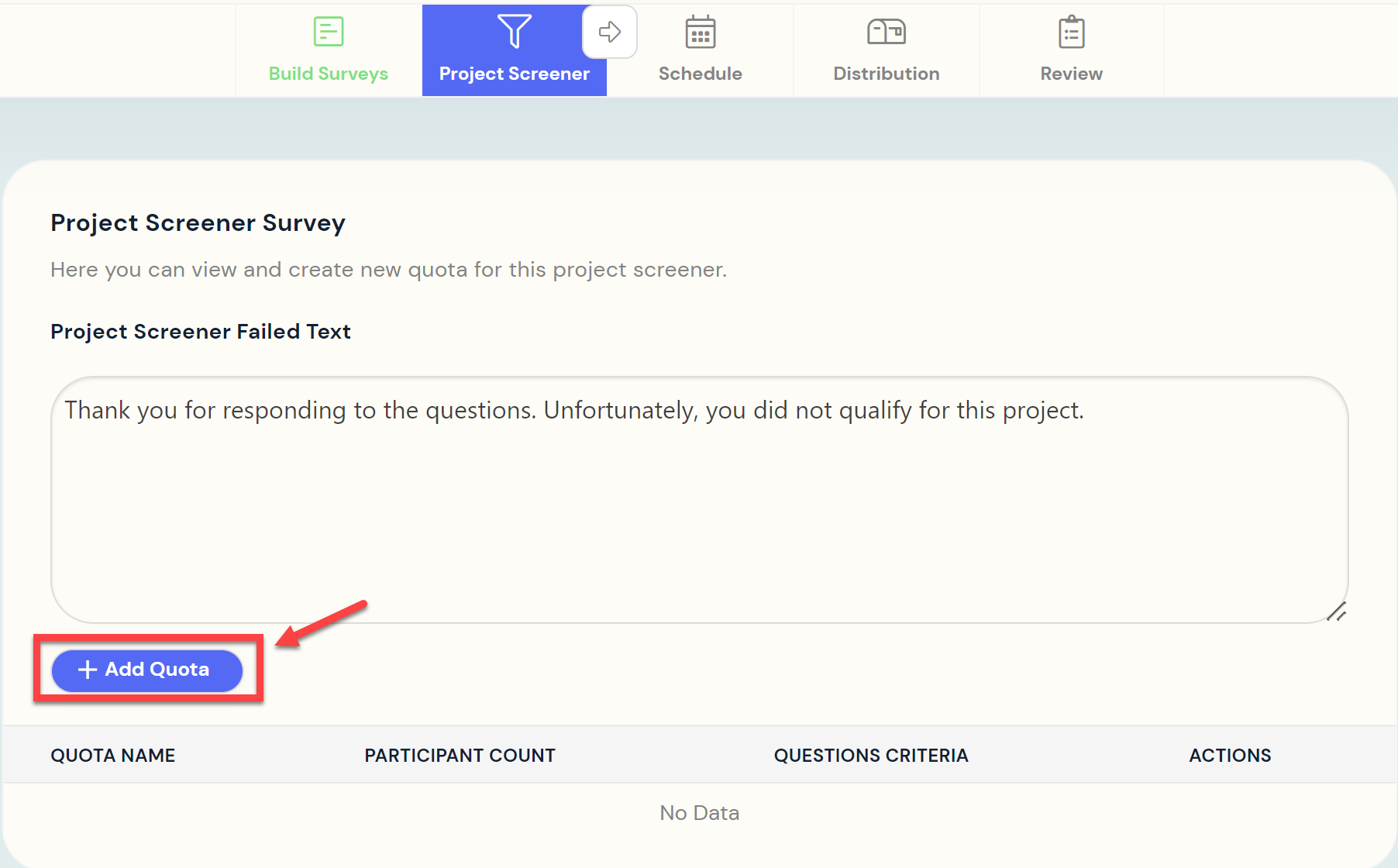 ExpiWell Project Screener Add Quota