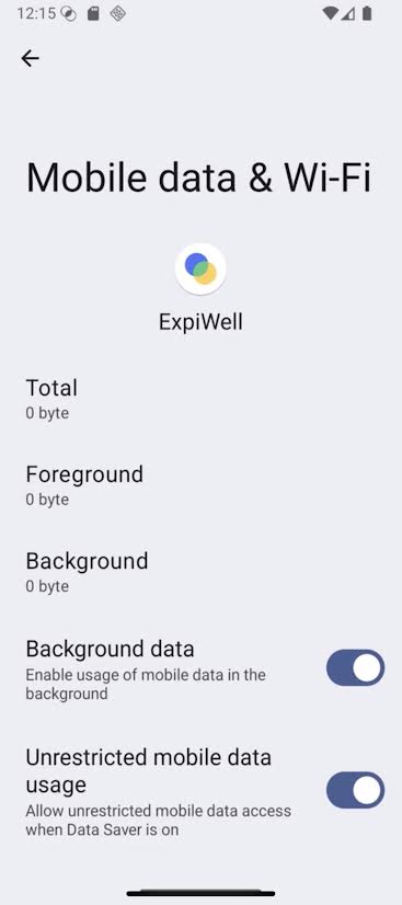 ExpiWell mobile data and wifi settings