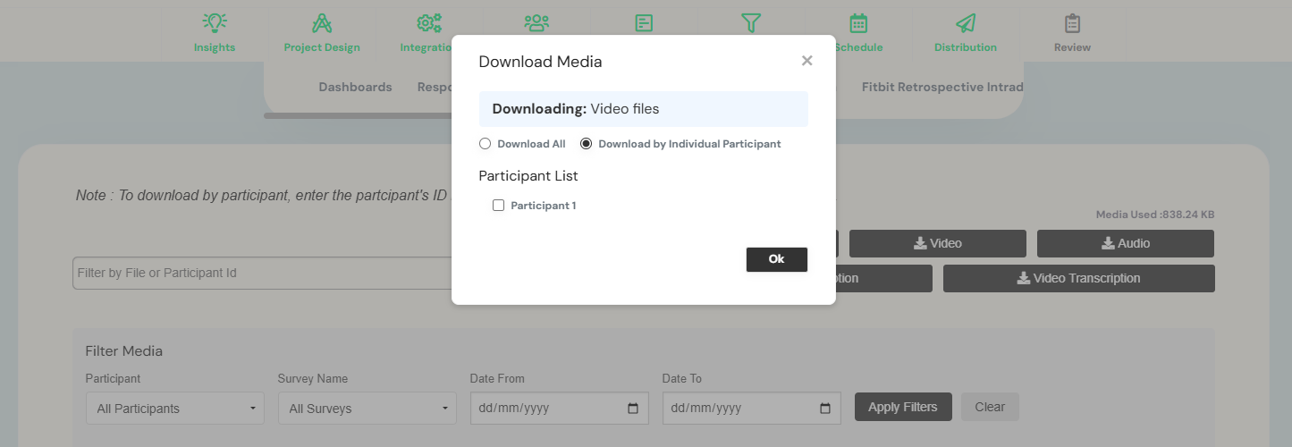 download media files by individual participant