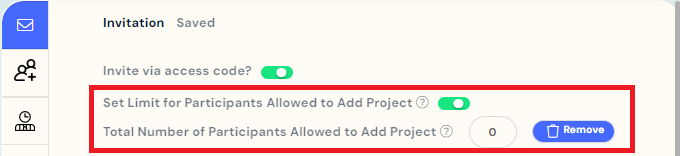  set a limit for Participants Allowed to the project.