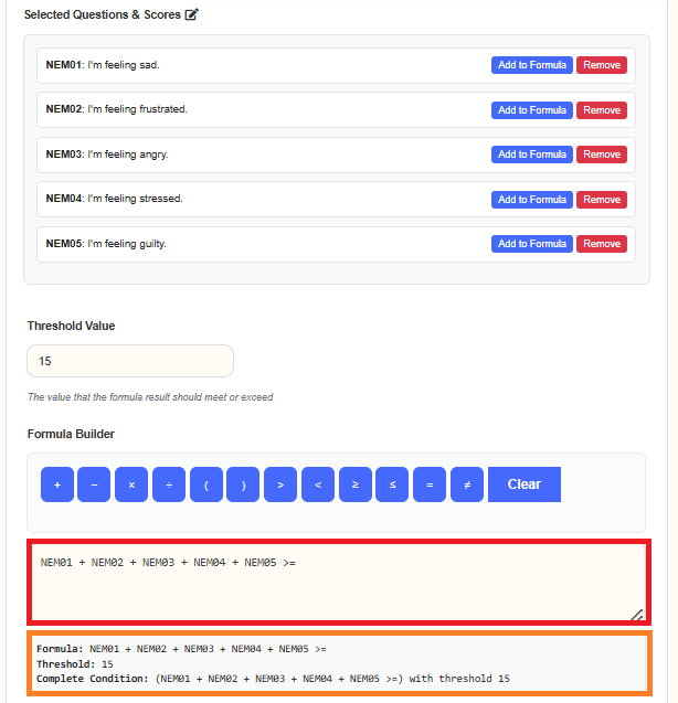 Formula Builder - single occasion