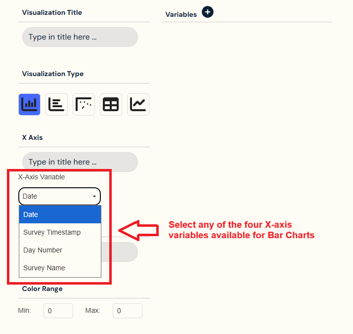 X-axis variables for Bar Charts