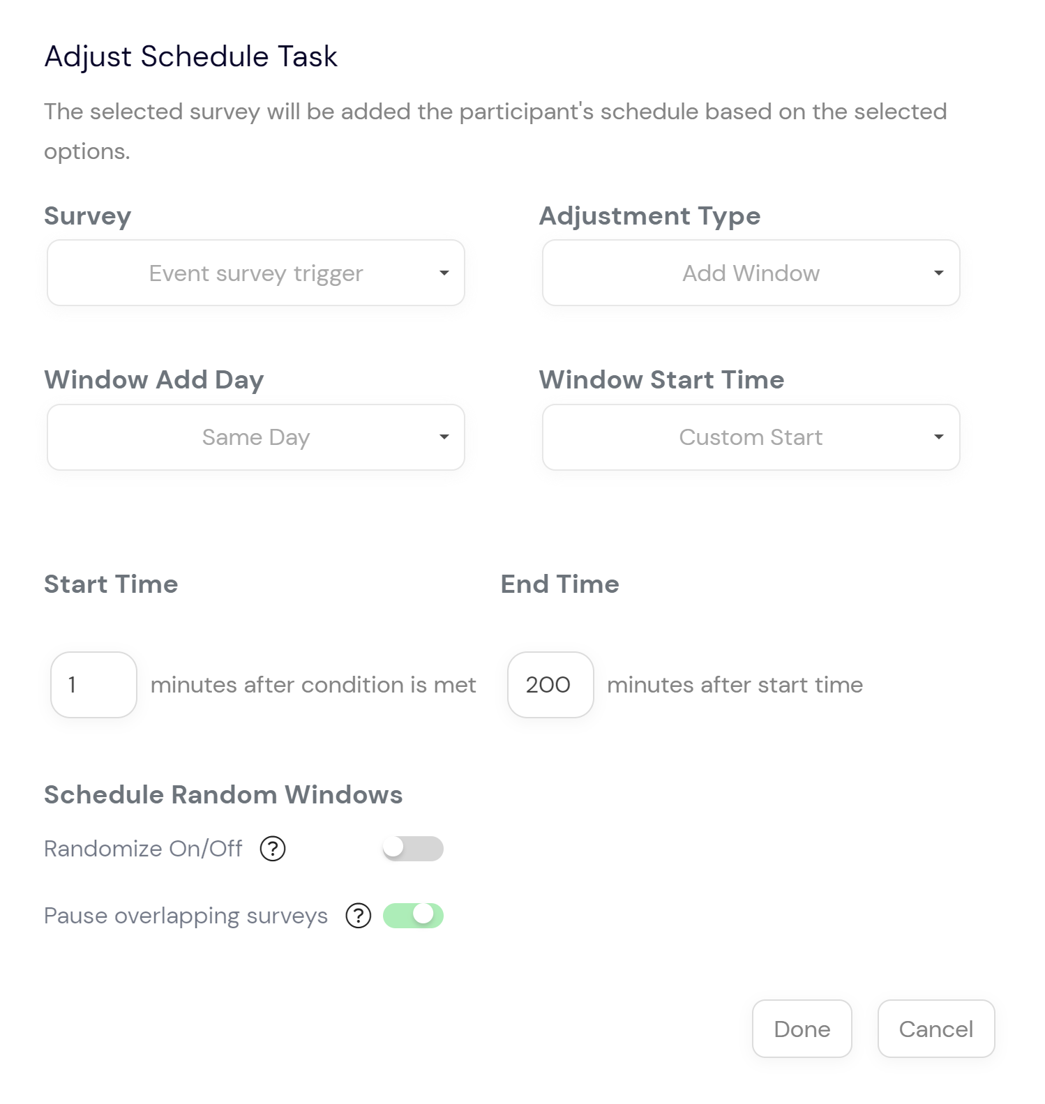 adjust schedule task showing the minutes