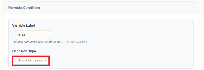 single occasion formula