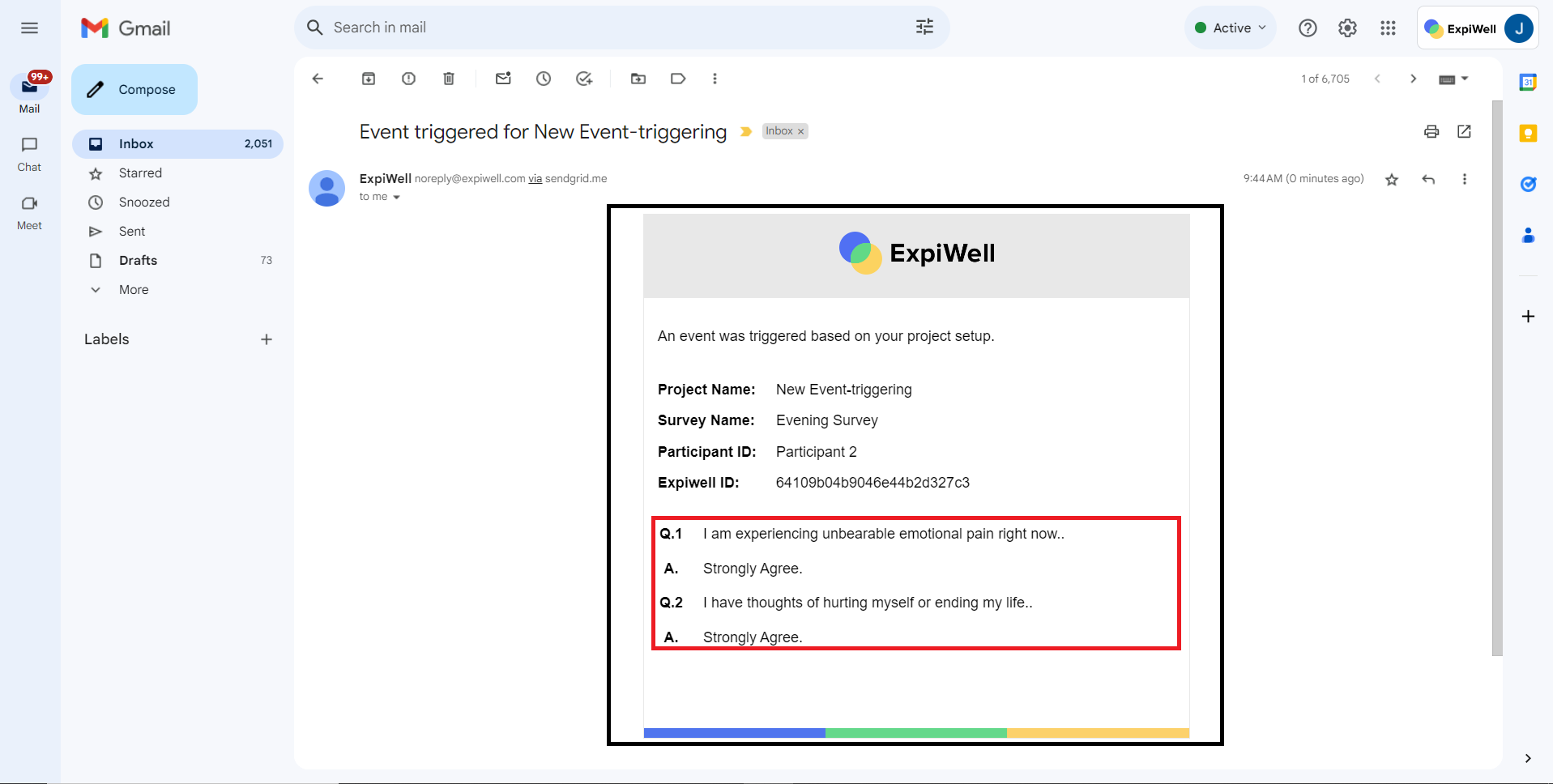 Event trigger - sample triggered email