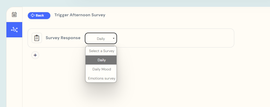 Selecting survey in event triggering