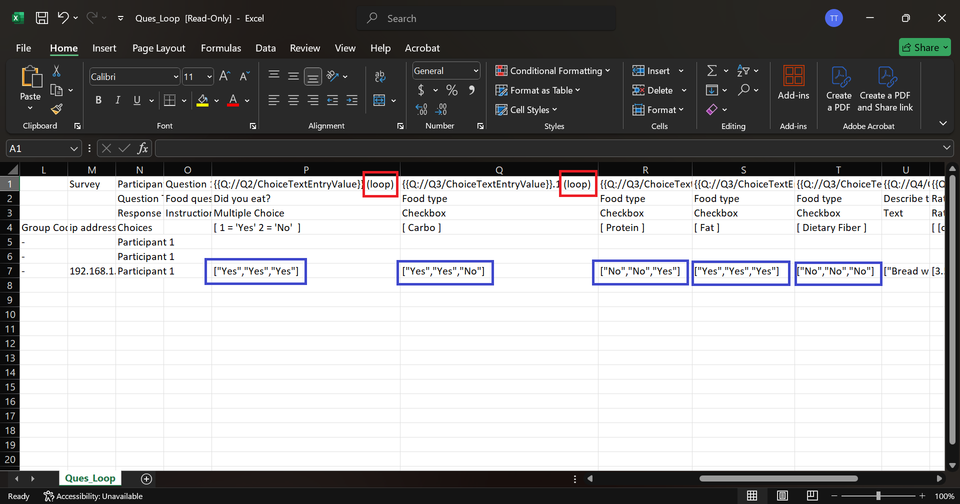 Example CSV for Single Selection