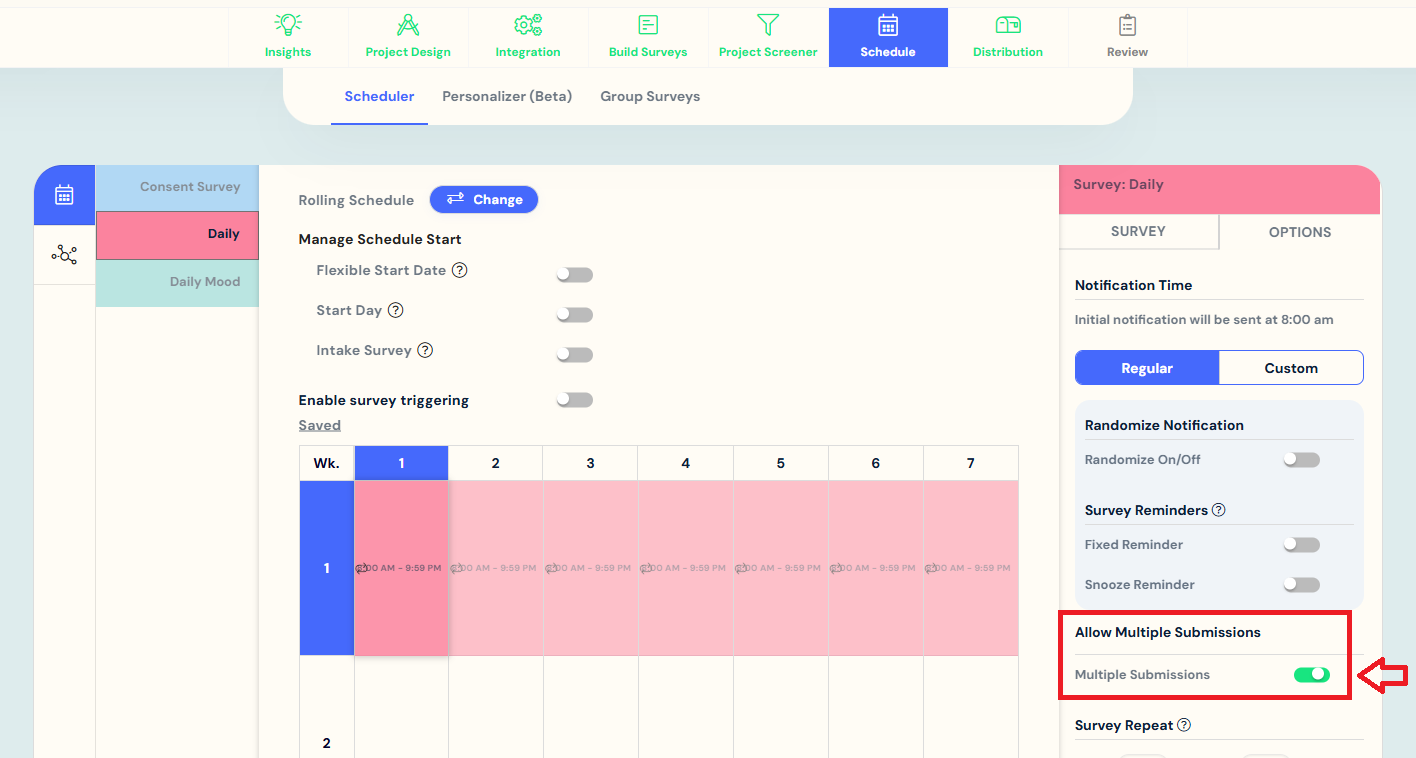 Multiple submissions for scheduled surveys on Rolling Schedule