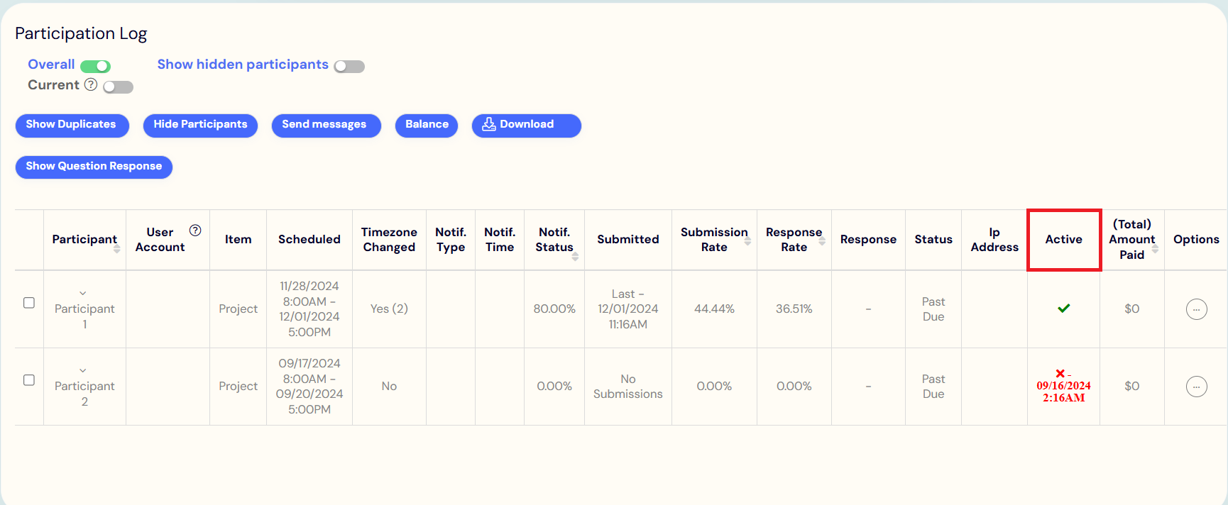 Active a section that indicates date and time when the scenario occurred