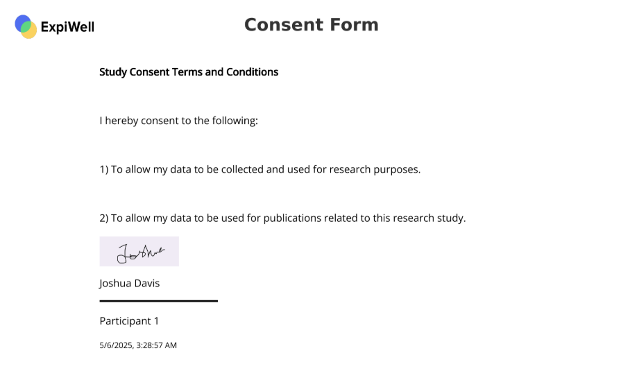 copy of signed e-consent form