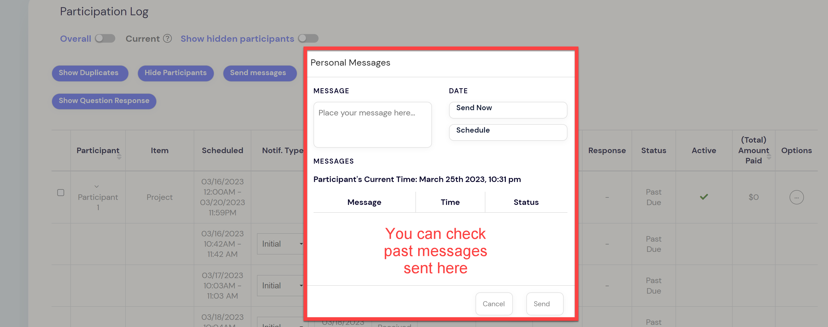 Log for Individual Message