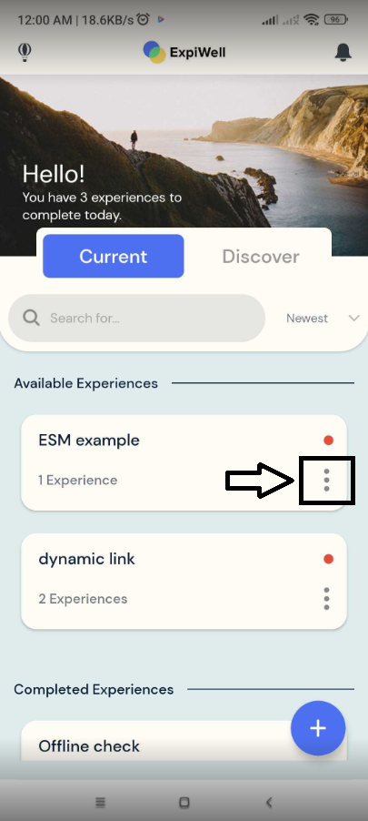 ExpiWell app - Dashboard