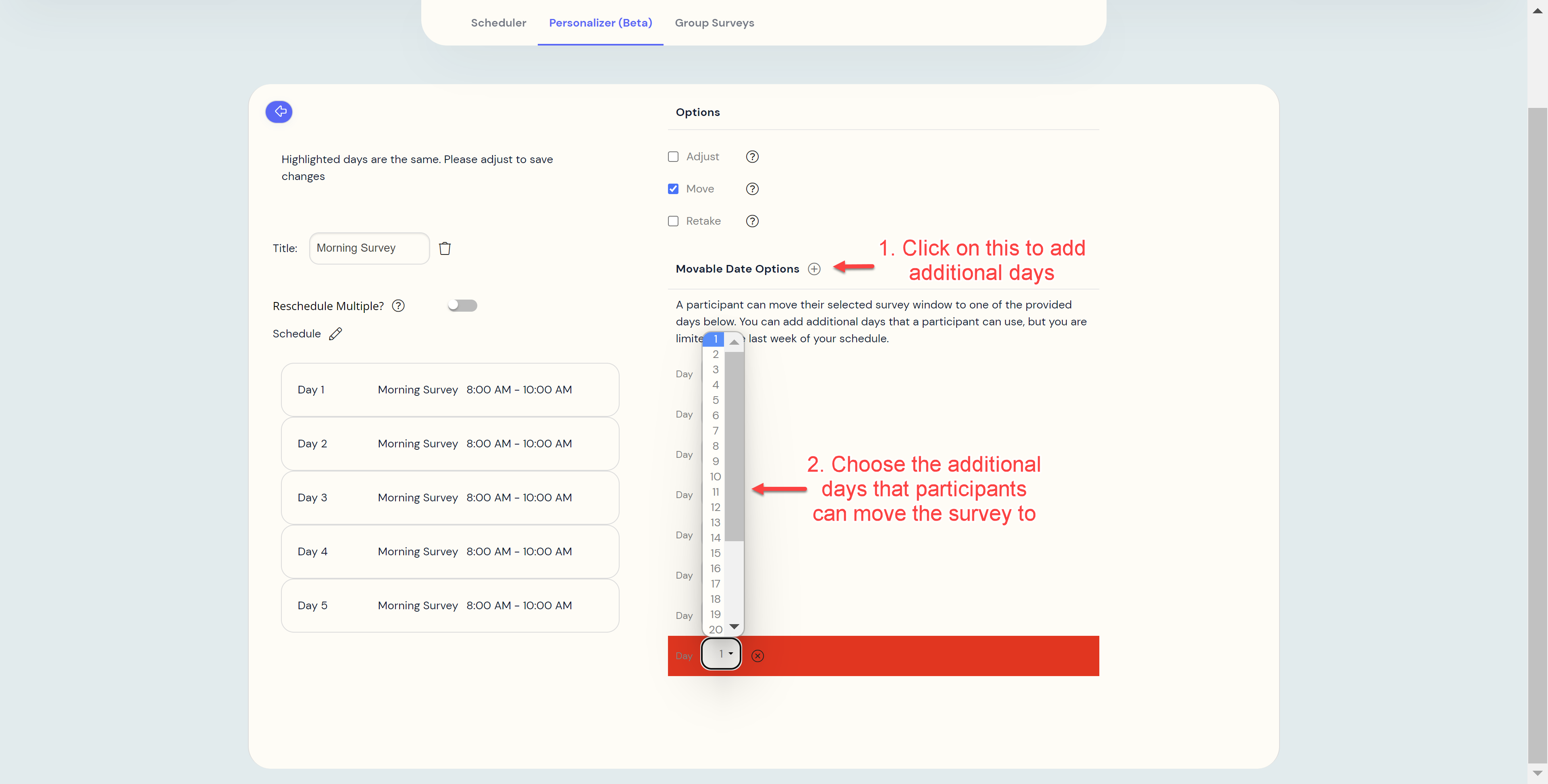 Personalizer Move Surveys