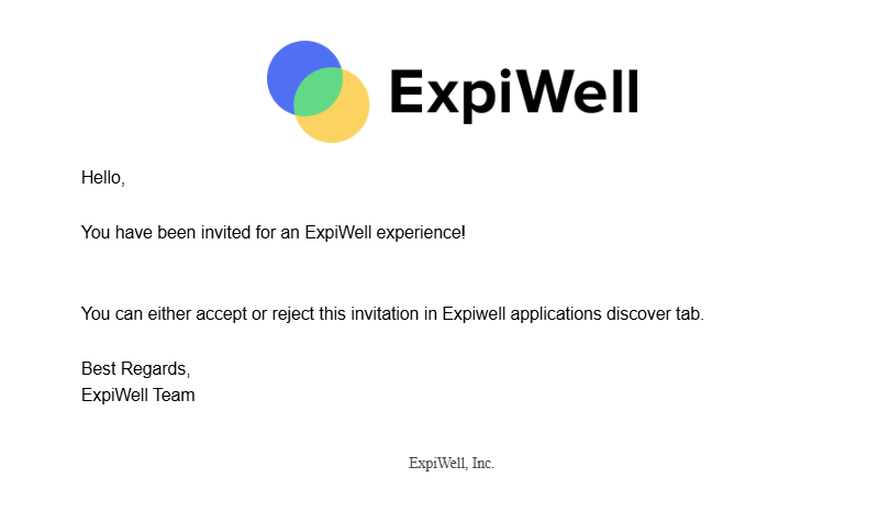 Email invitation for existing ExpiWell participants