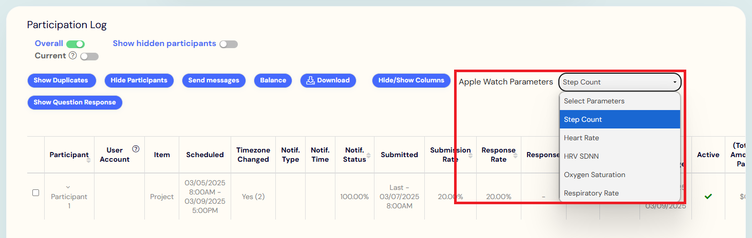 Apple Watch Data Range - parameters