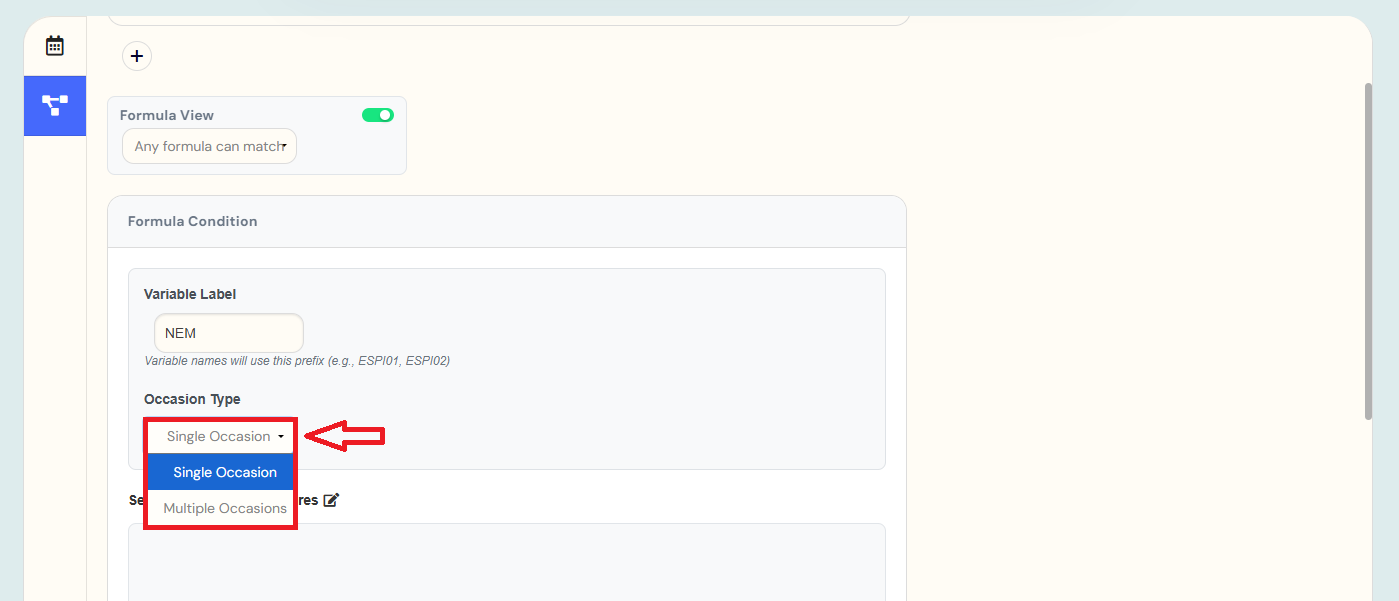 formula occasion type