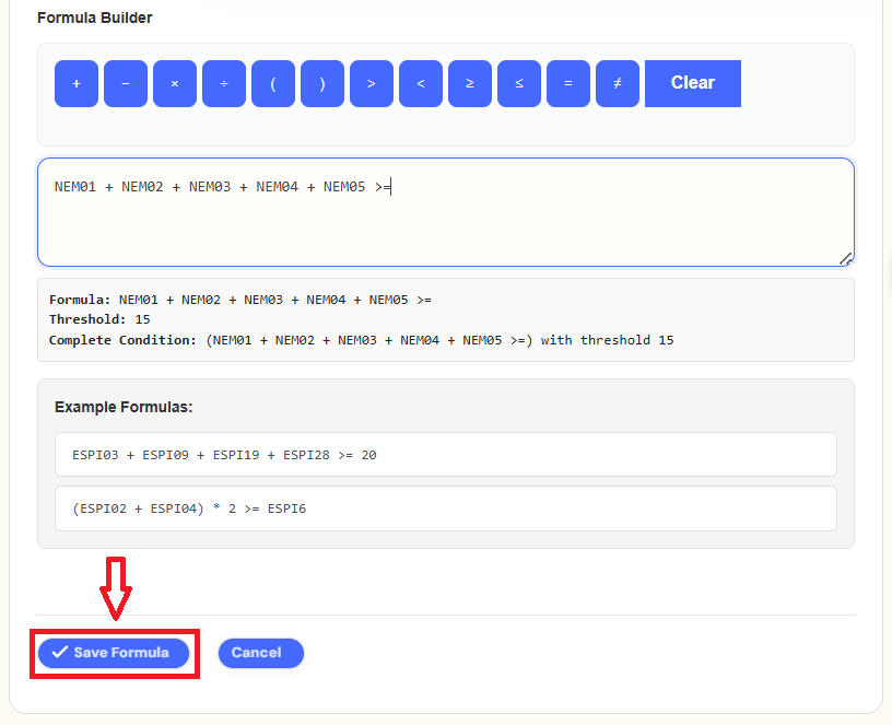 save formula - single occasion