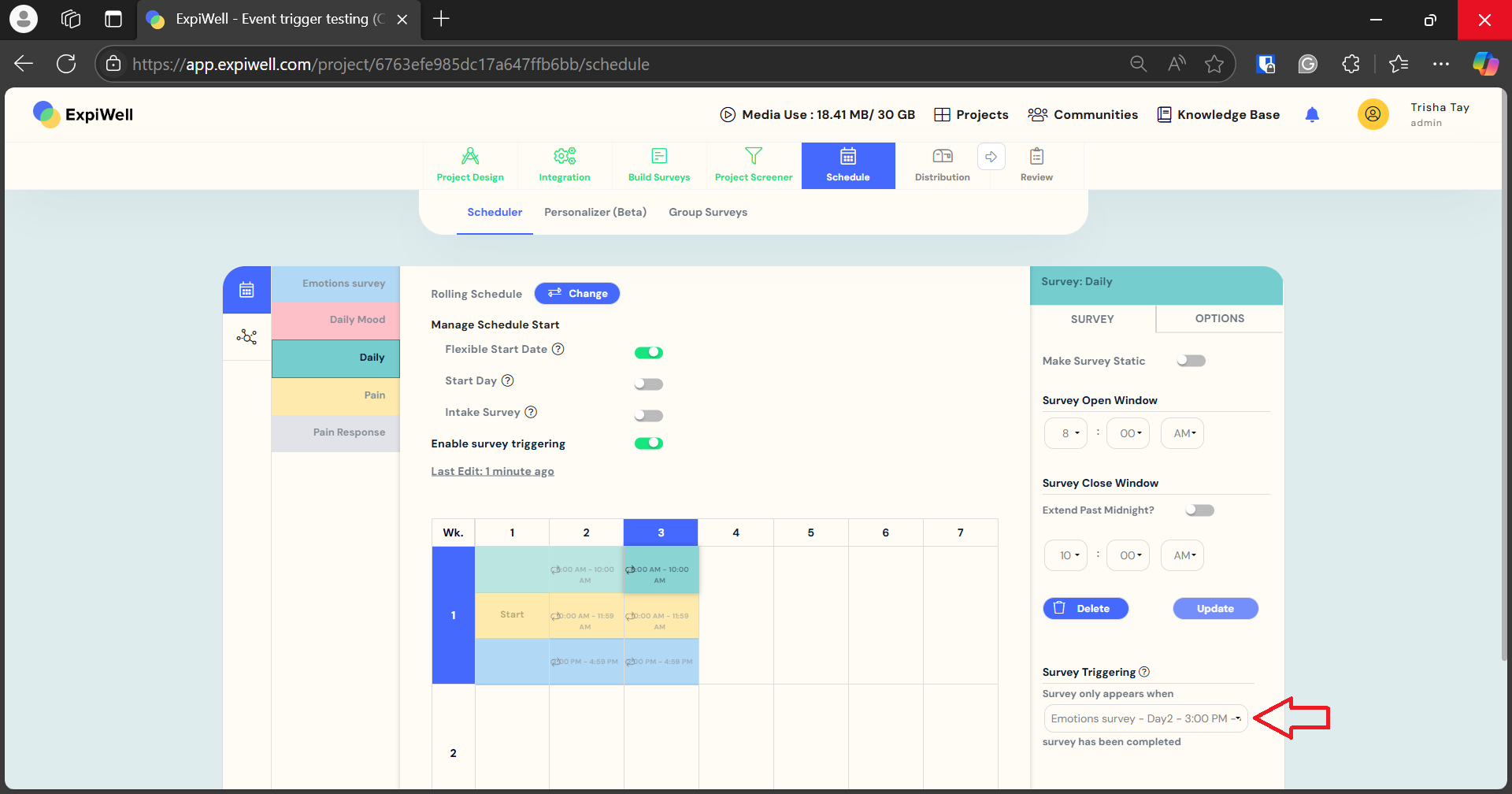 Schedule Page