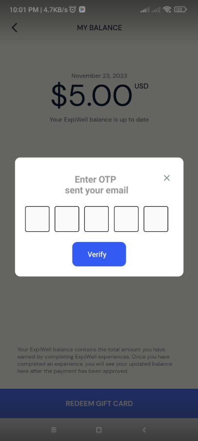 ExpiWell mobile app - OTP verification